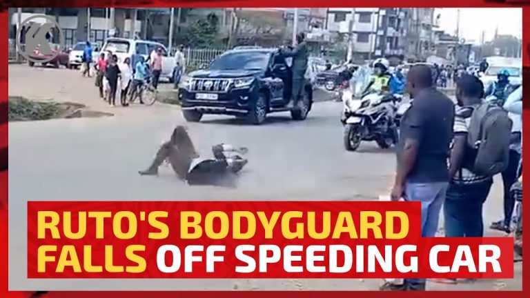 Ruto's Bodyguard Falls Off Speeding Car Mushenee