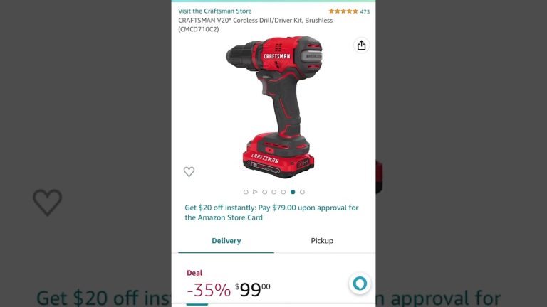 35 % off CRAFTSMAN V20* Cordless Drill/Driver Kit, Brushless (CMCD710C2)